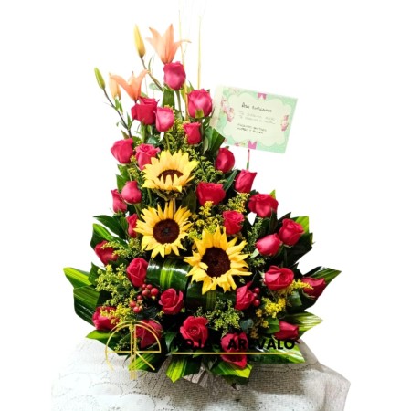 Arreglo Floral Premium con Rosas y Girasoles