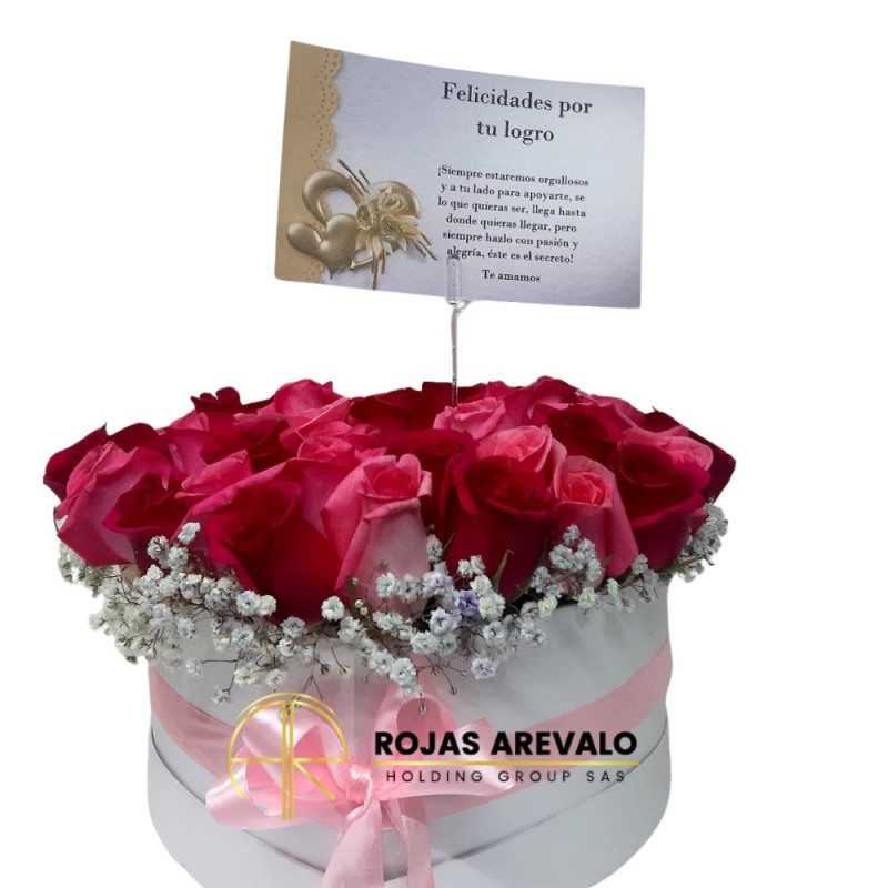 Caja de Rosas en Forma de Corazón con Tarjeta - Corazón de Rosas